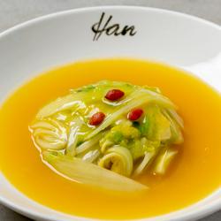 Baby cabbage in pumpkin gravy